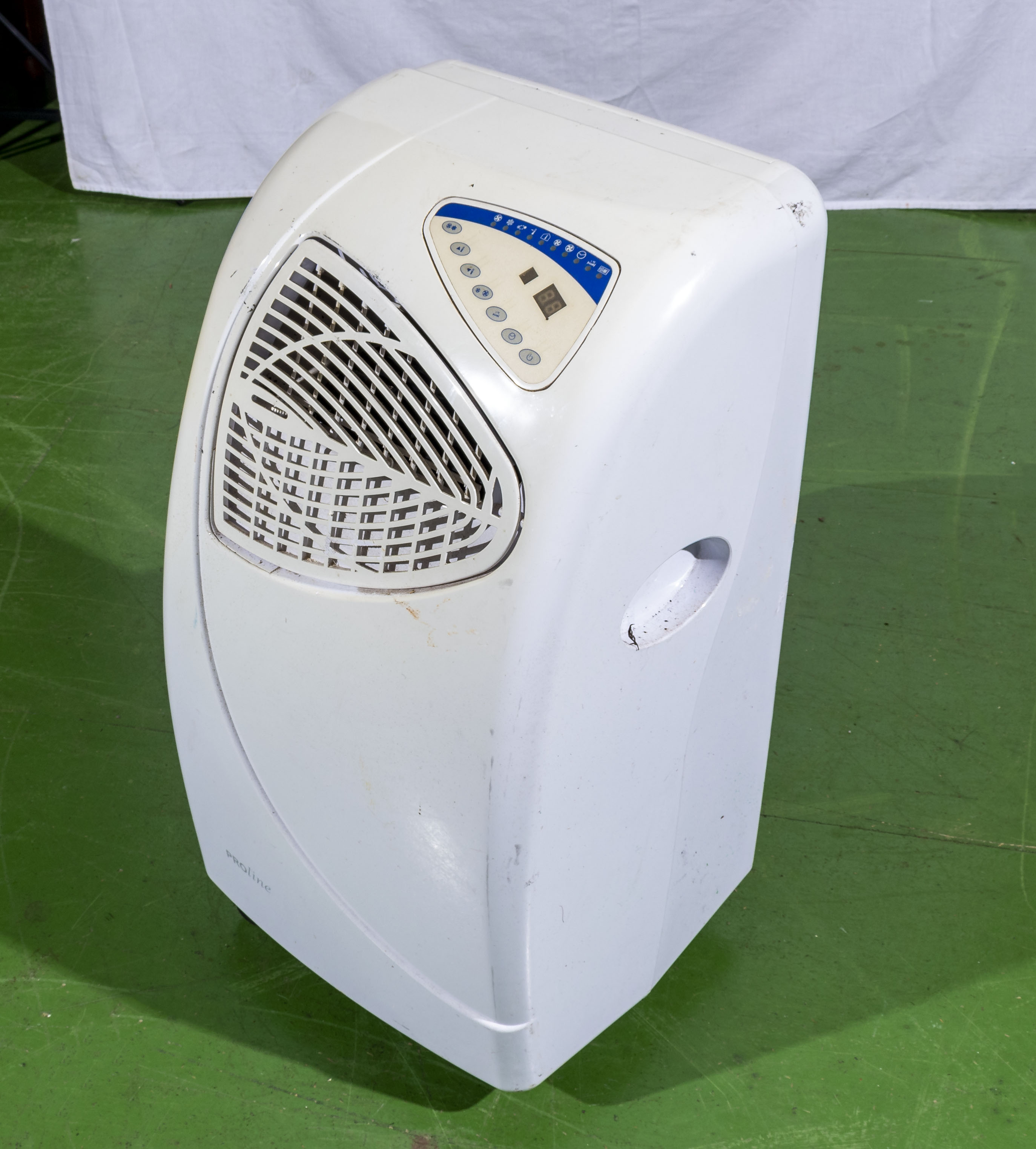 A Proline white air conditioning unit with vent