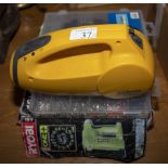 Ryobi One+ nailer CNS180IM, boxes of clips and a torch