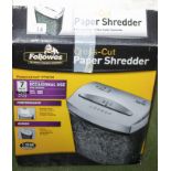 A Fellowes cross cut paper shredder