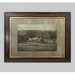 A large oak framed photograph of a rural scene