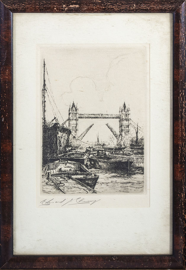 Nine small framed etchings of London and Edinburgh - Image 10 of 10