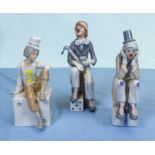 Three Italian porcelain clown figures