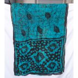 A vintage batik blue silk sari, minor damage to lower edge, size 4mtr x 108cm