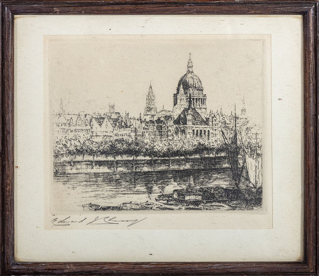Nine small framed etchings of London and Edinburgh - Image 2 of 10