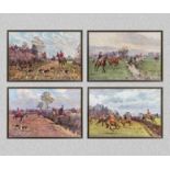 Four framed prints of hunting scenes