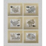Six framed maps of English counties