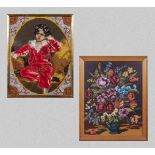 Two framed wool tapestries