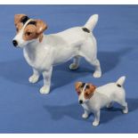 Large Beswick Jack Russell terrier and a small one