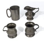 Four small pewter tankards