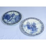 A pair of BOCH Belgium Delft pottery chargers 40cm dia.