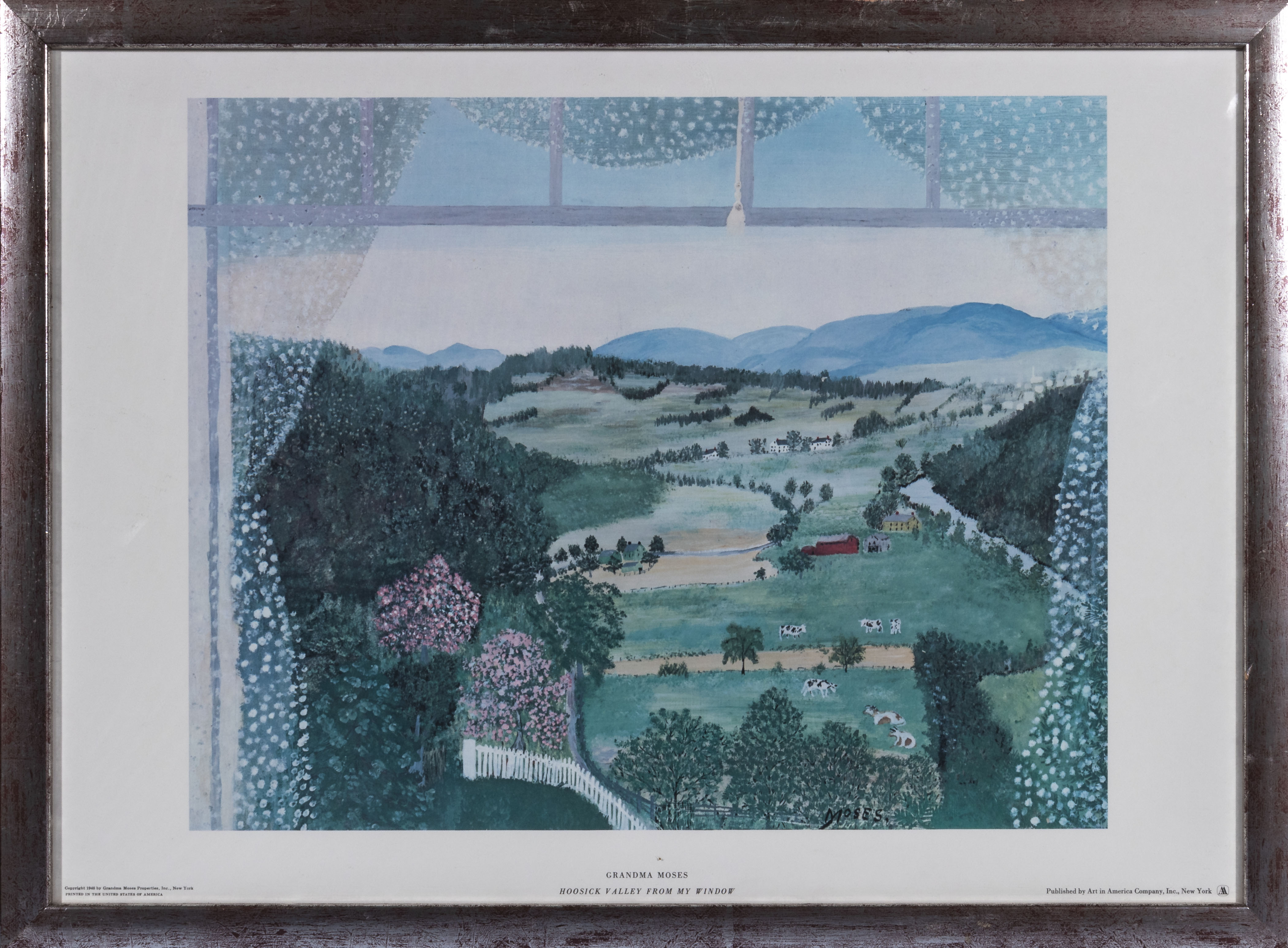 A Grandma Moses print titled Hoosick Valley through my Window image size 30cm x 38cm, together - Image 3 of 4