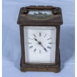 Antique French carriage clock 'Brevete GD' with alarm with white dial 5.25" tall