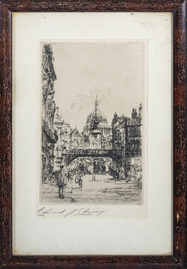 Nine small framed etchings of London and Edinburgh - Image 9 of 10