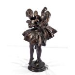 A large vintage bronze of 2 dancing girls