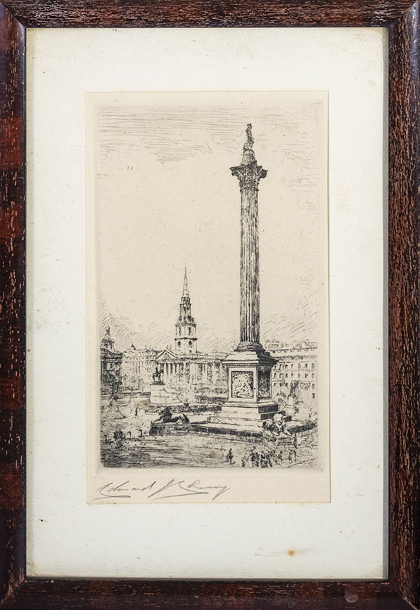 Nine small framed etchings of London and Edinburgh - Image 8 of 10