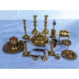 A collection of brass items