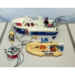 Vintage Playmobil lifeboat, rescue boat and figures