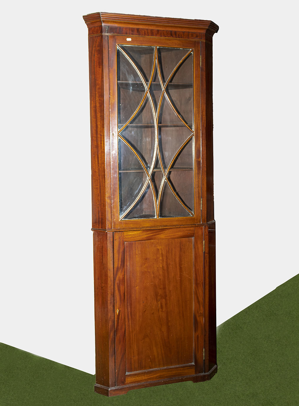 Victorian mahogany free standing corner cabinet