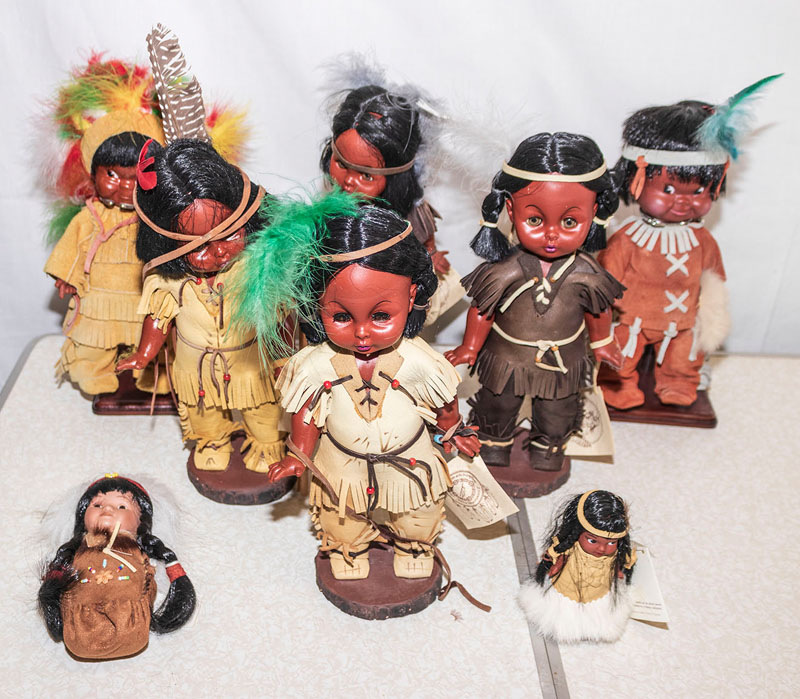A collection of American Indian dolls