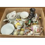 A box of assorted china