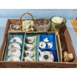 A box of pottery and glass including childs tea set