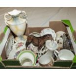 A box of assorted pottery and china