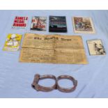 Antique HIATT "Irish 8" Secure Handcuffs BOER WAR Era together with WWII information booklets and