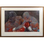 A framed print of Boxers, 85cm x 61cm