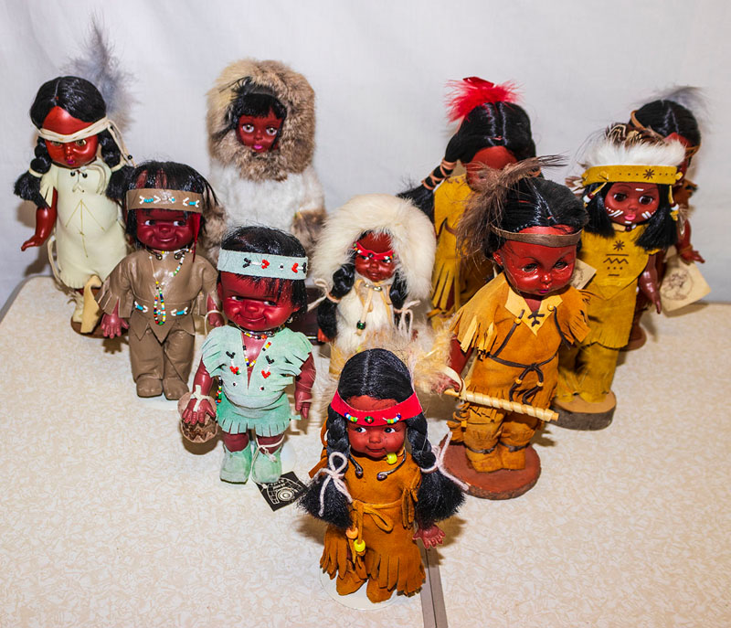 A collection of American Indian dolls