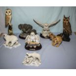 A collection of owls, bears and elephants