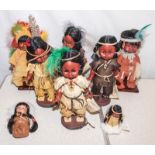 Eight American Indian dolls