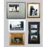 Five framed photographs