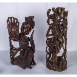 Two Indonesian hard wood carved figures, 48cm and 41cm