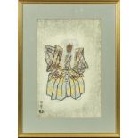 Sadanobu Hasegawa framed woodblock print titled Shake Kyo (The Stone Bridge of Noh play) Image