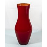Large vintage red studio glass vase