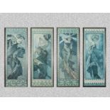 Four large Art Nouveau prints by Alphonse Maria Mucha 120cm x 47cm