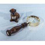 Two vintage Avon bottles, dog and eyeglass