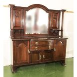 An Edwardian mahogany mirror backed sideboard, 185cm tall 180cm wide and 53cm deep