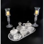 A pressed glass dressing table set