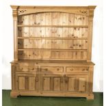 A large pine dresser. 188cm wide 196m tall and 50cm deep