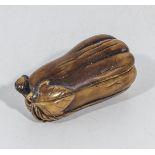 Antique fruit/pod carving opens to reveal two erotic scenes, possibly soapstone 7cm