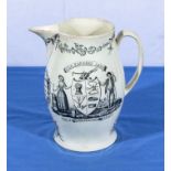 A 19th century Farmers Arms creamware pitcher 22cm Thos. and Isabella Barton, Skipool