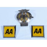 Three vintage AA car badges