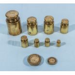 Vintage set of 10 Decimal brass weights 500gms - 10gms