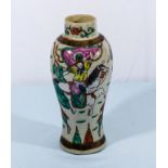 Late Q'ing Dynasty crackle glaze vase depicting a warrior scene