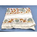 A large antique double bed hand embroidered (crewel work) bedspread