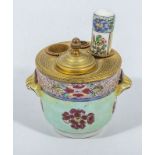 Antique desk ink and seal decorated porcelain pot with Chinese decoration