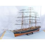 A 20th century scratch built model clipper/ship possibly kit built 93cm long