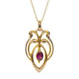 A 9ct gold pendant set with an amethyst with 9ct gold chain length 47cm, 2.8gms