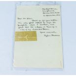 Dylan Thomas (1914-1953), a hand written letter dated 21 November 1952 and signed, The Boat House,